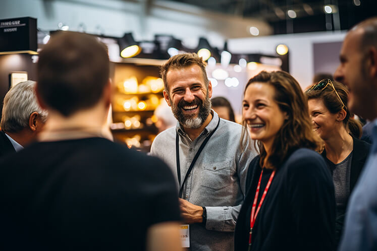 Attendees networking at an event